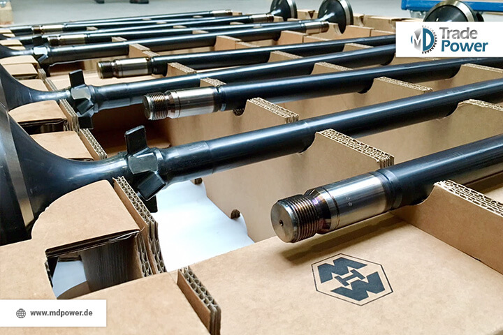 Inlet and exhaust valve cones / spindles suitable for Pielstick PC2.2, Pielstick PC2.5, and Pielstick PC2.6, MAN 48/60 and MAN 51/60. Engine spares Pielstick PC2.2. Engine spares Pielstick PC2.5. Engine spares Pielstick PC2.6.